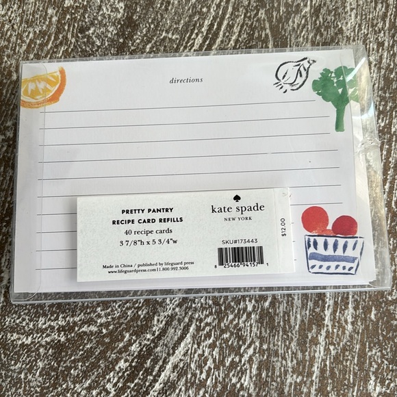 Rare Kate Spade New York Pretty Pantry Recipe Card Refills – Set of 40 OPEN NEW - Picture 2 of 2
